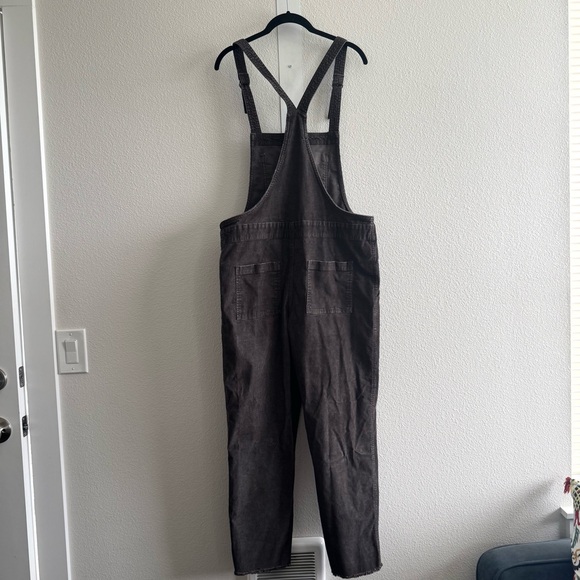 Aerie Werk & Play Corduroy Overalls Raw Hem Grey Cotton Minimalist Fall Winter - Picture 4 of 12